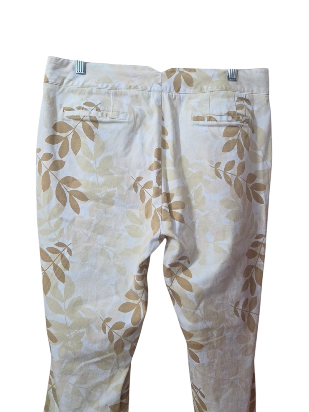 Dockers Cream Chino Pants with Tan Leaf Print Size 14 Petite